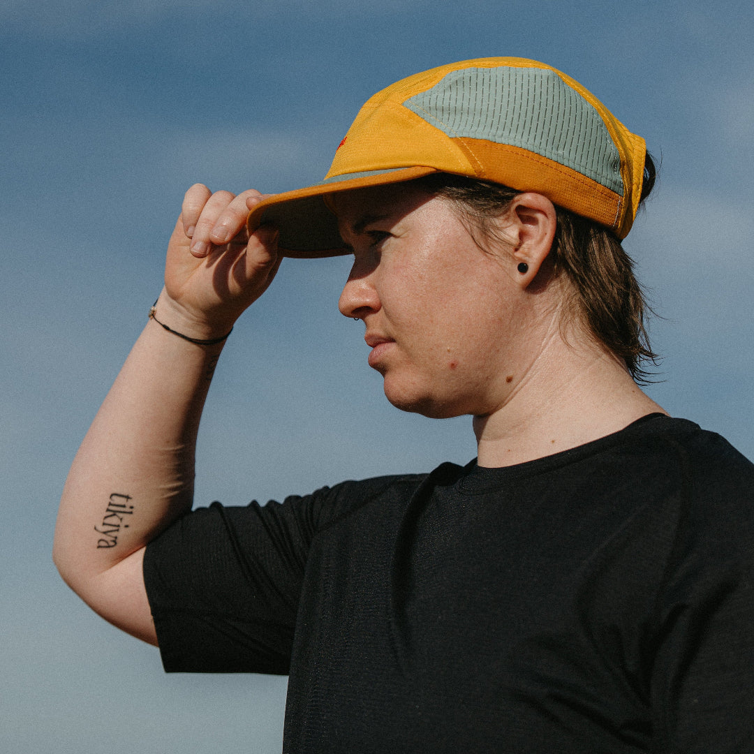 Yellow Running Cap F-Series on Model