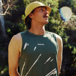 Mens Green Performance Running Singlet On Model