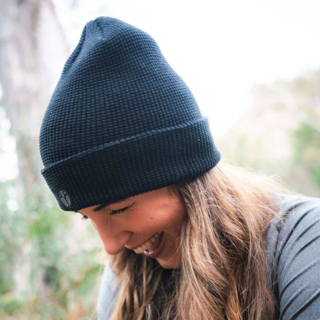 Black Running Beanie Hat