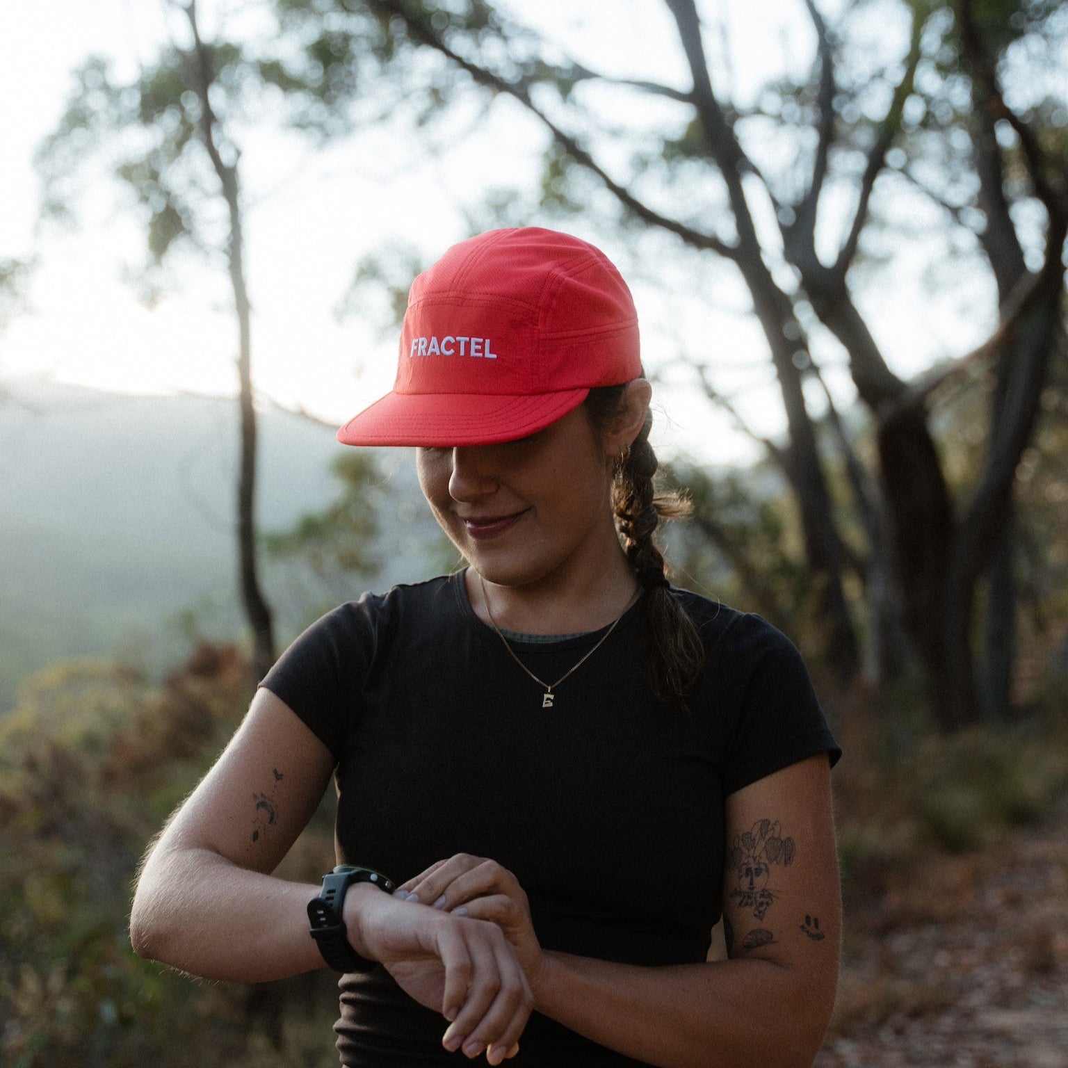 Red Running Cap M-Series on Model